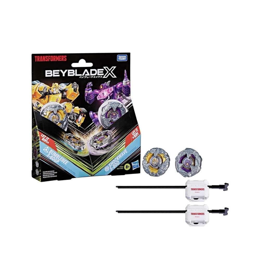 Beyblade X and Transformers Collab, Bumblebee 360GP vs. Shockwave 580O, 2 Tak...